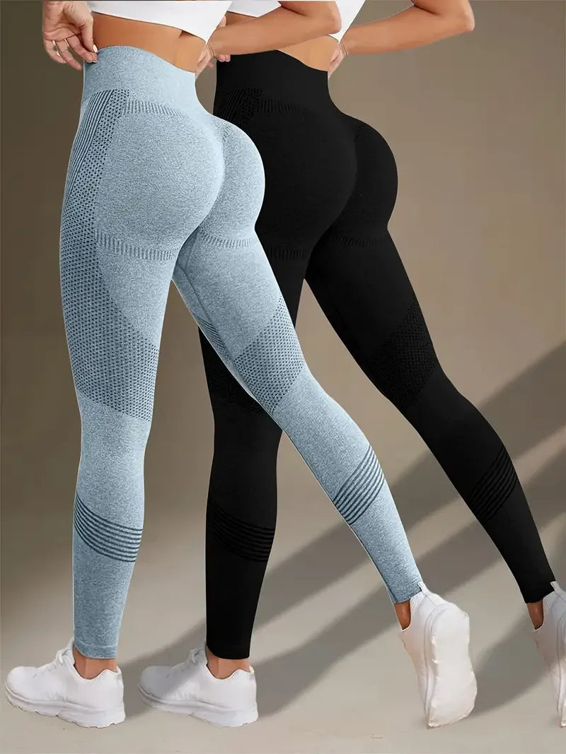 Solid Color Fitness Yoga Sports Pants, High Elastic Tummy Control Yoga Pants, Women'S Sportswear