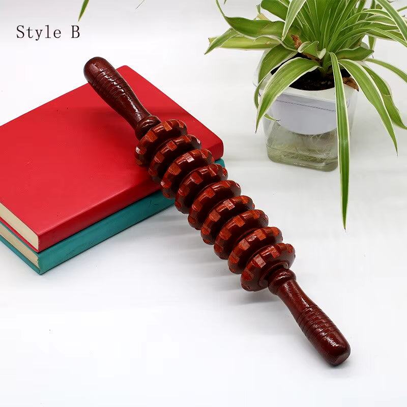 9-Wheel Wooden Abdomen Massager Multifunctional Fitness Roller Stick Muscle Relax Tool Body anti Cellulite Waist Massage