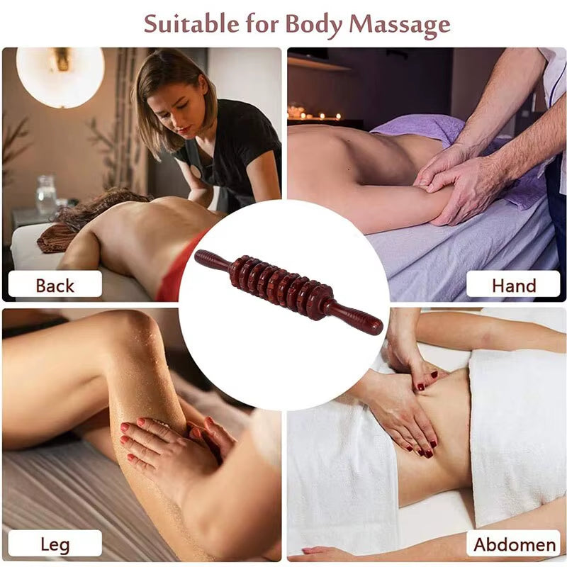 9-Wheel Wooden Abdomen Massager Multifunctional Fitness Roller Stick Muscle Relax Tool Body anti Cellulite Waist Massage