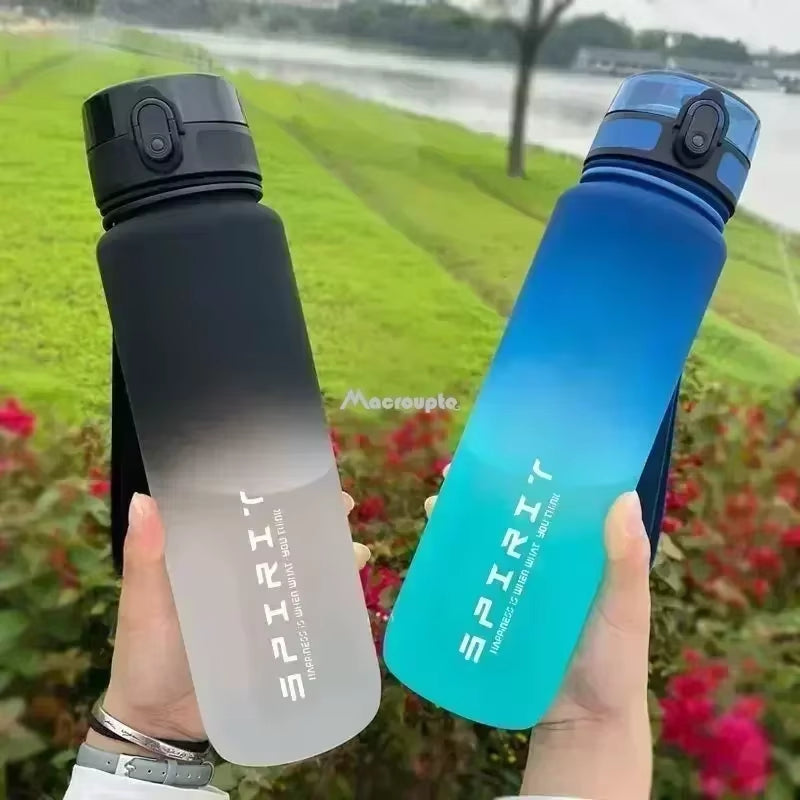 1 Liter Large Capacity Sports Water Bottle Leak Proof Colorful Plastic Cup Drinking Outdoor Travel Portable Gym Fitness Jugs