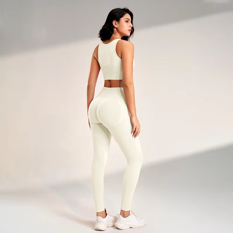 Yoga Clothing Set Women'S High Waisted Leggings and Top Two Piece Seamless Fitness Exercise Clothing Fitness Workout Underwear